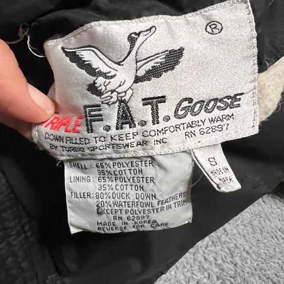 Triple Fat Goose Coat Mens Small Black Yellow Goose Down Puffer Jacket Hooded - Picture 6 of 8